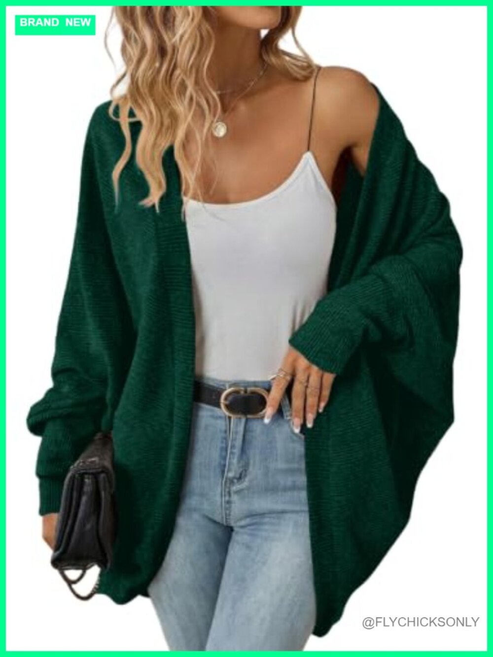 Women Oversized Cardigan Sweater Boho Lightweight Long Batwing Sleeve Side